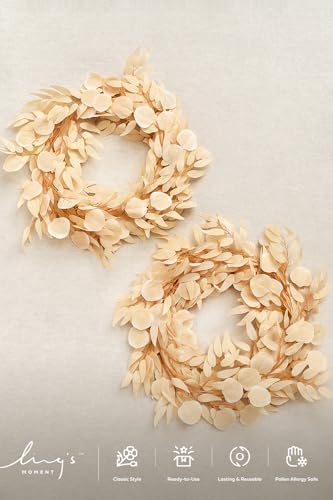Ling's Moment White & Beige Eucalyptus Garland, 5.9ft, 2pcs - Image 5