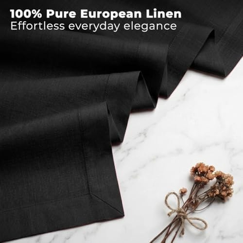 Classic Linen™ by D'Moksha, Black Table Runner 48 Inches, 100% Pure Linen, Coffee Table Runner, 14 x 48 Inch for Dresser Tables- Fall, Weddings, Outdoor Hosting - Image 3