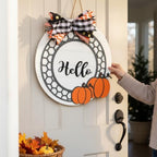 Wood front door sign Wood sign Home decor Welcome sign Sign for front door House warming gift Wedding gift (Wired Pumpkin, 22" Width) - Image 3
