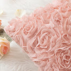 MIULEE Decorative Rose Flower Pillow Covers Pack of 2 Peach Pink 18x18 Inch - Image 2