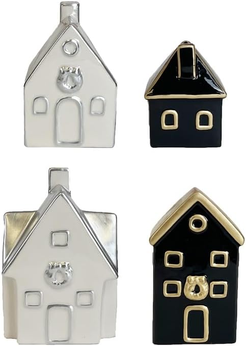 Ceramic Christmas Village Set of 4 Christmas Village Houses Ceramic - Image 2