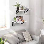 Tectocker-DOU 2 Pc Deep Floating Wall Shelves, Heavy Duty, 16x12, White - Image 5