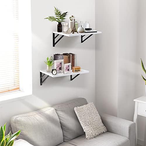 Tectocker-DOU 2 Pc Deep Floating Wall Shelves, Heavy Duty, 16x12, White - Image 5