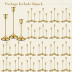 60 Pack Brass Metal Taper Candle Holders Set,Vintage Metal Candlestick - Image 7