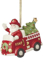 Lenox Santa in Fire Truck Christmas Hanging Ornament by Lenox