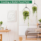 hismocal Hanging Planter for Indoor Plants,Plant Hanger with Sturdy Wood Base & Pot, Modern Boho Macrame Plant Hanger,Wall Ceiling Window Stands(2 Pack+Pots) - Image 5