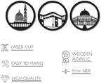 iwa concept Set of Masjid Al Aqsa, Masjid Al-Haram & Masjid An-Nabawi Islamic Wall Art | Wooden Acrylic Kaaba Wall Decor | Ramadan Decoration | Muslim Gift | (Large, Gold) - Image 7