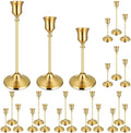 24PCS Brass Gold Taper Candle Holders Set, Vintage Metal Candlestick by Ovveroche