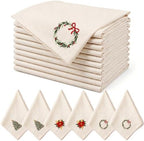 Christmas Cloth Napkins Linen Dinner Napkin, Set of 24, Linen by Ferrochef