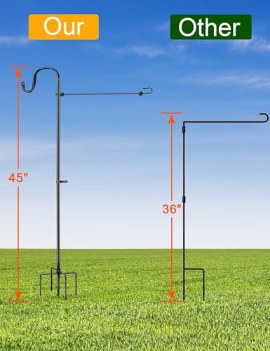 LOPANNY Garden Flag Stand - 2 Pack Upgraded Garden Flag Pole with Shepherd Hooks for 12 x 18 Flag, 45IN Yard Flag Holder Stand for Small Flags(Without Solar Lights & Flag) - Image 2