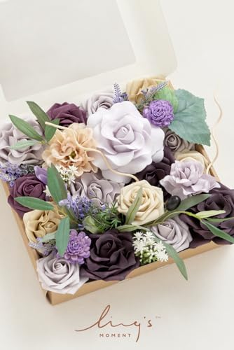 Ling's moment Fake Flowers Box, Lavender & Plum Grand Combo - Image 4