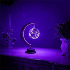 LED Decorative lamp Table lamp 3D Magic Moonlight Wrought Iron Night Light Christmas Home Decoration Birthday Gift USB Power Supply 5.5 * 5.1 * 11 inches （Round Ball Purple） - Image 3