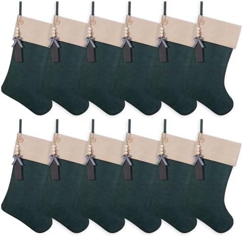 19.5" Personalized Burlap Christmas Stockings, Flaxen Green, 12Pcs by Unknown