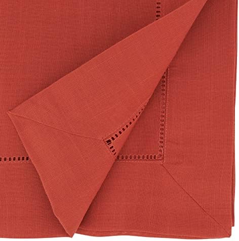 SARO LIFESTYLE Classic Hemstitch Table Runner - Elegant Everyday Table Runner with Textured Fabric and Hemstitched Border for Dining Tables and Formal Entertaining, 16"x72", Terracotta - Image 2