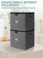 Cirhy Hard Shell Champagne Glass Storage Box with Dividers, 2-Pack, Grey - Image 5