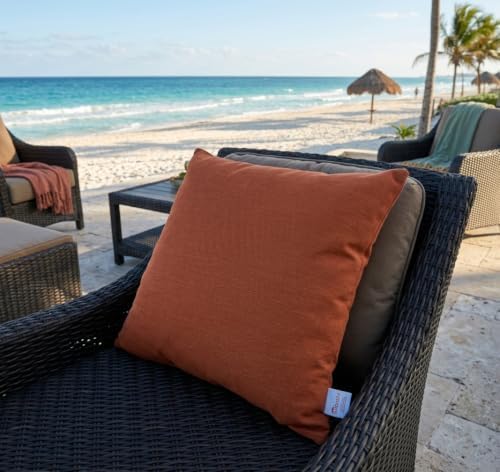 Outdoor/Indoor Sunbrella Throw Pillows Square Set of 2 Pieces 20 inch x 20 inch Canvas Brick - Cover Only, Insert Not Included - Image 3