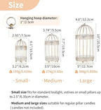 NUPTIO Decorative Candle Lanterns White, Distressed White Metal Bird Cage - Image 6