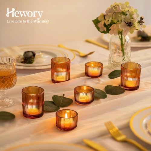 Hewory Glass Tealight Candle Holder: 24 PCS Brown Votive Candle Holders - Image 4