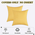 Kevin Textile Outdoor Waterproof 24”x24” Pillow Covers 2 Pack, Yellow - Image 6