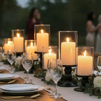 NITIME 4Pcs Hurricane Candle Holder for Pillar Candles, Black Candle Holders with Clear Glass Sleeve for Table Centerpieces,Pillar Candle Holders for Home Decor, Wedding, Holiday and Party Decor - Image 4