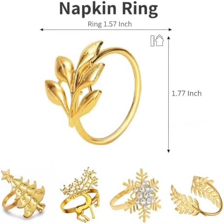 100 Pcs Gold Napkin Rings Bulk Delicate Napkin Holder for Dining Wedding Party Banquet Table Decroration Christmas and Daily Use - Gold Leaf - Image 3