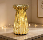 Home Decor, Mercury Glass Pillar Candle Pedestal Holders with 10 Led Lights, Lighted up Candle Holder for Pillar Candle, Candlestick Holders with Timer for Wedding Home Dining Table Xmas (Gold) - Image 2