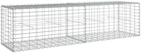 vidaxl Gabion Basket with Cover - Versatile Outdoor Decoration/Structure - Galvanized Iron - 78.7"x19.7"x19.7" - Silver - Image 7