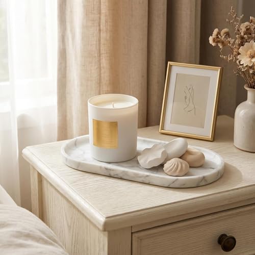 Natural Marble Tray - 12x6 Bathroom Decorative Tray, Perfume Tray & Vanity Tray Organizer. Versatile Tray Countertop Catchall for Jewelry, Soap & Candles - Image 6