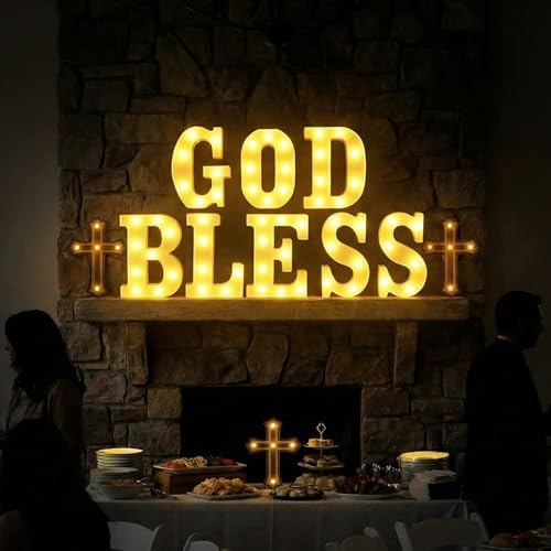 Aurelema 8 Pcs God Bless LED Letter Lights Sign Decorations - Image 2