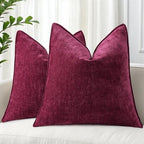 decorUhome Chenille Rhododendron Throw Pillow Covers 24x24 Set of 2 by decorUhome