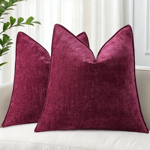 decorUhome Chenille Rhododendron Throw Pillow Covers 24x24 Set of 2 by decorUhome
