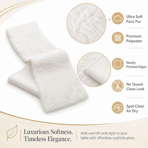 White Faux Fur Table Runner Christmas Wedding Decor 11.8x59.0 Inch - Image 6