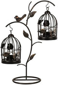 Decorative Birdcage Candle Holders for Tealight Candles, 13.8in Tall Black Vintage Candle Holder, Metal Bird cage Candle Stands for Rustic Home Decor Table Wedding Christmas Centerpiece Bird Decor by LANLONG