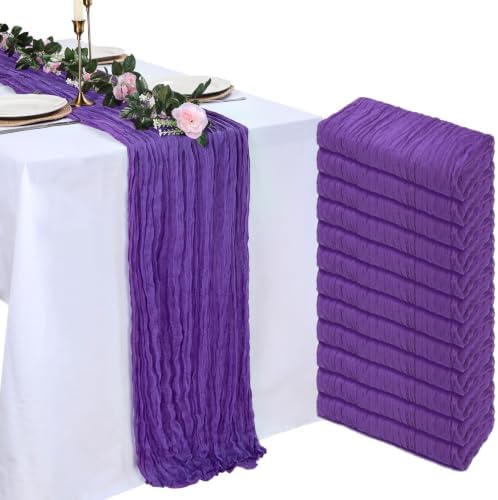 12 Pack Dark Purple Cheesecloth Table Runner 23 x 120 Inch 10Ft by Pepmily