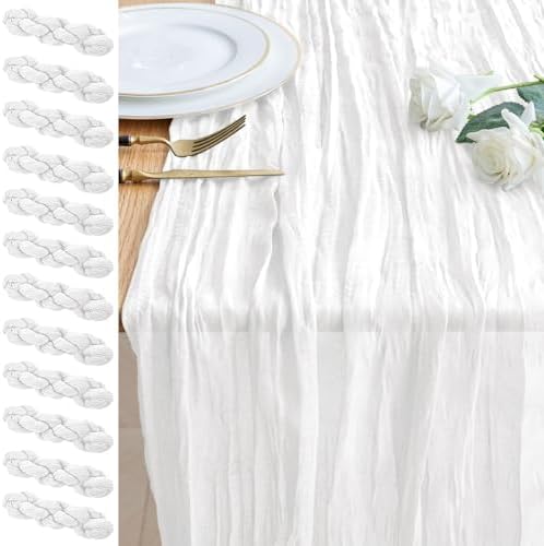 Cheesecloth Table Runner 10FT 12Pcs Ivory Boho Gauze Rustic Sheer Runners by Xiomot