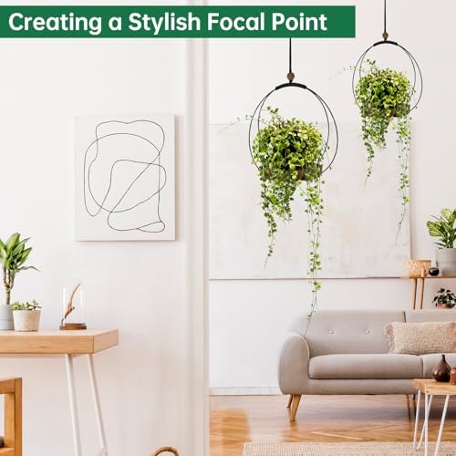 hismocal 4-Pack Hanging Plant Shelves, Wood Plant Display for 5.5" Pots - Image 5