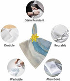 Blue Coastal Cloth Napkins Set of 8, Holiday Napkins for Baby Shower, Spring Summer Ocean Beach Nautical Sea Wave Washable Reusable Dinner Napkins for Cocktail Wedding Party, 20 x 20 Inch - Image 6