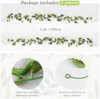Uguisu 2Pcs Artificial Garland with Roses, 5.9ft Greenery Eucalyptus Garland for Wedding, Party, Mantel, Table, Indoor and Outdoor Decoration. Champagne - Image 3
