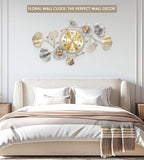 33" Modern Farmhouse Large Decorative Wall Clock, Ginkgo Metal Art - Image 3