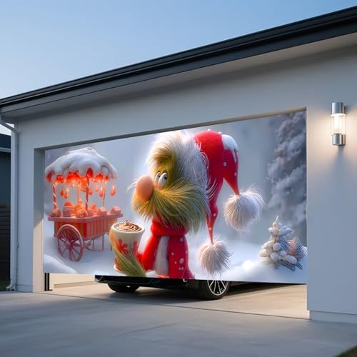 Christmas Garage Door Banner – Festive Holiday Party Backdrop Decoration for Home & Outdoor, Elf & Snow Scene Design for Garage, Porch, Living Room, or Bedroom,16 x 7ft/4.8 x 2.1m - Image 6