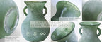 7.9in Green Glass Vintage Vase, Art Deco Double Eared Antique Marble Texture Vase - Image 4
