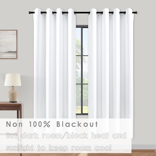 KOUFALL White Blackout Curtains for Living Room 52 by 63 Inches Long - Image 2