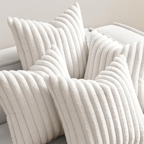 MIULEE Faux Fur Plush Decorative Throw Pillow Covers 20x20, Pure White - Image 5
