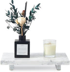 Natural Marble Tray Pedestal Stand – Soap & Jewelry Riser for Bathroom Counter, Kitchen Sink, Vanity Organizer, Decorative Stone Catchall for Perfume, Candles by SumlusMarbleTheory