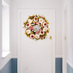 BOMAROLAN Artificial Peony Flower Wreath 19Inch Vintage Blooming Silk Peonies Spring Summer Fall Winter Large Wreaths Flower Green Leaves for Outdoor Front Door Indoor Wedding Wall Or Window Décor - Image 4
