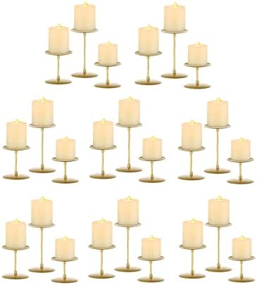 Romadedi Pillar Candle Holder Plates, Gold Centerpiece Stands, Set of 24 by ROMADEDI