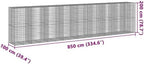 vidaXL Gabion Basket with Cover 334.6"x39.4"x78.7" Galvanized Iron - Image 7