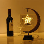 LED Decorative Lamp Star Moon Lamp Handmade Iron Night Lamp 3D Magic Moonlight Lamp Bedroom Moon Lamp Christmas Home Decoration USB Power Supply 5.5 * 5.1 * 11 Inch （Pentagram Warm） - Image 6