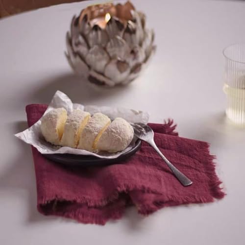 Handmade Cloth Napkins 100% Cotton Napkins with Fringe，Delicate Handmade Cloth Napkins for Dinners, Parties, Weddings and More，18 x 18 Inch Set of 12 - Burgundy - Image 3