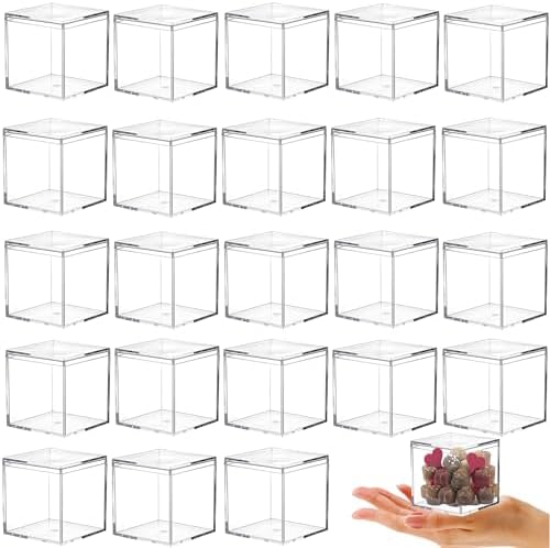 KissYou Acrylic Box With Lid 24 Pieces Small Clear Square Cube Jewelry Storage Box Wedding Party Gift Candy Boxes by KissYou